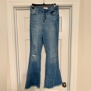 Jelly Jeans light wash, distressed flair jeans